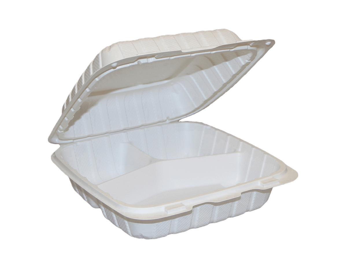 MFPP Hinged Container 8"x8"x3" 3-Compartment