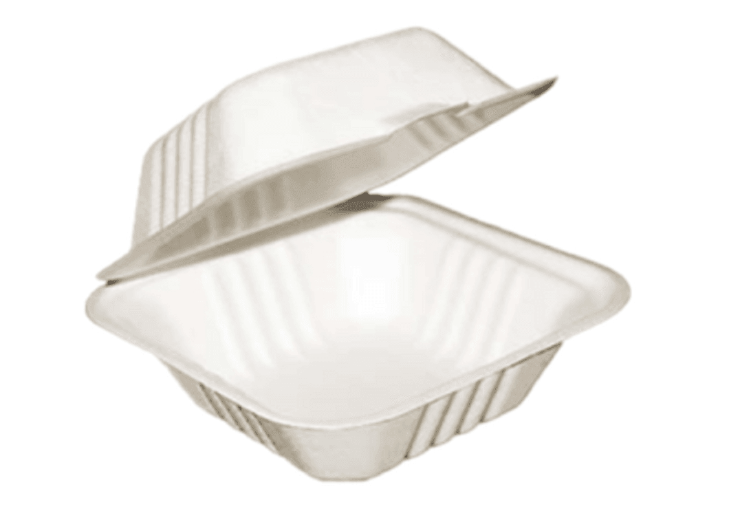 Bagasse - Sugarcane Hinged Clamshell 6"x6"x3"
