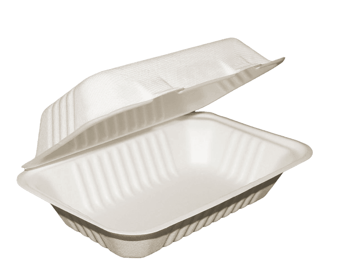Bagasse - Sugarcane Hinged Clamshell 9"x6"x3"