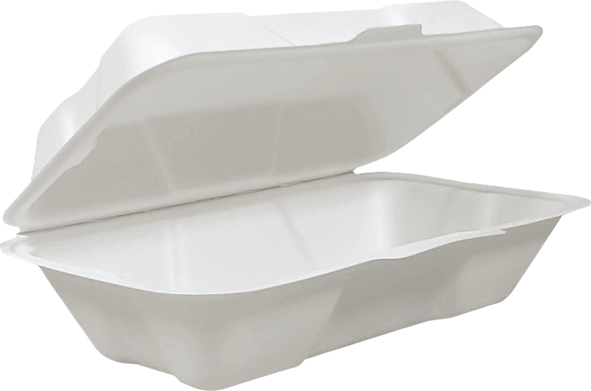 Bagasse - Sugarcane Hinged Clamshell 8.45"x4.72"x2.77"