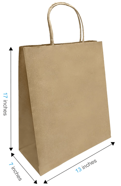 Kraft Paper Bag with Twisted Handles - 13 in × 7 in × 17 in - Brown