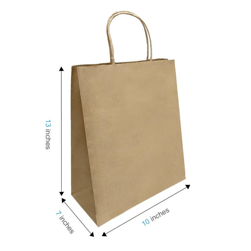 Kraft Paper Bag with Twisted Handles - 10 in × 7 in × 13 in - Brown