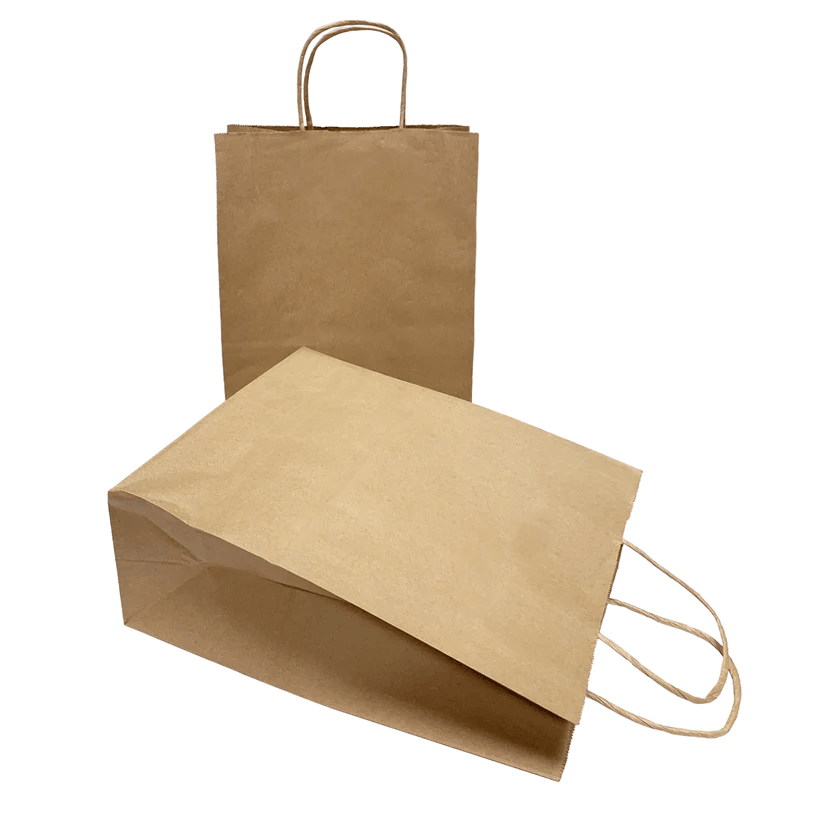 Kraft Paper Bag with Twisted Handles - 10 in × 7 in × 13 in - Brown