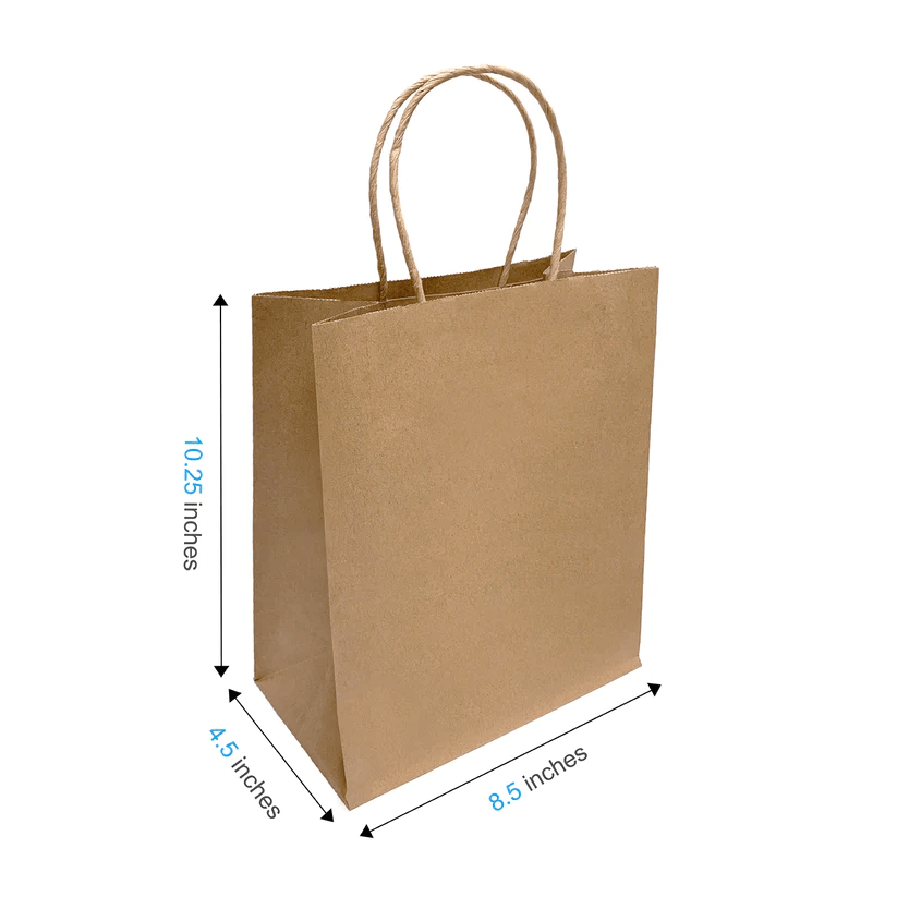 Kraft Paper Bag with Twisted Handles - 8.5 in × 4.25 in × 10.25 in - Brown